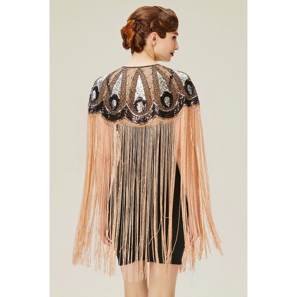 RETRO PINUP FLAPPER STYLE CAPLET SHAWL - Picture 2 of 6